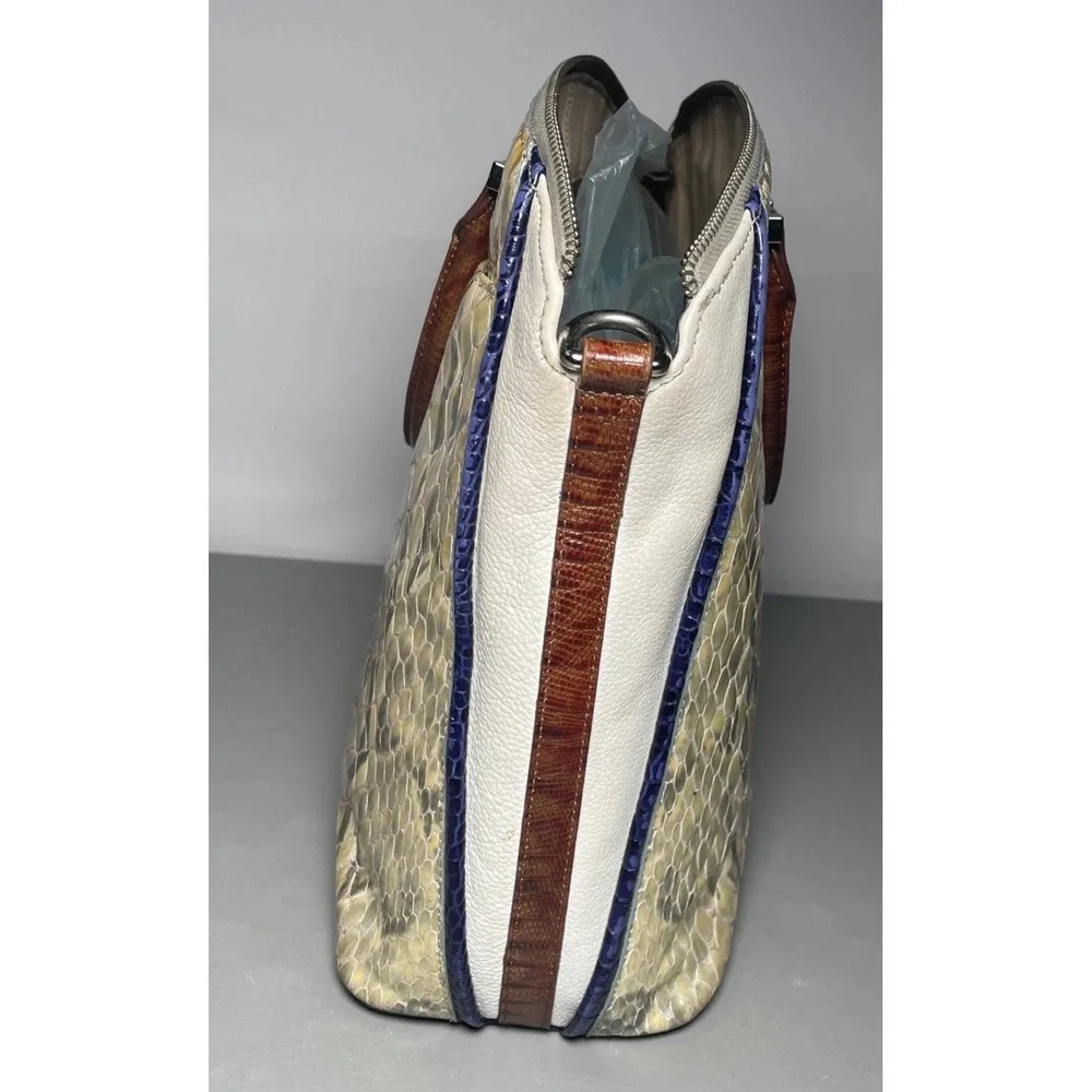 BRAHMIN‎ DUXBURY SATCHEL BAG SNAKESKIN EMBOSSED LEATHER
